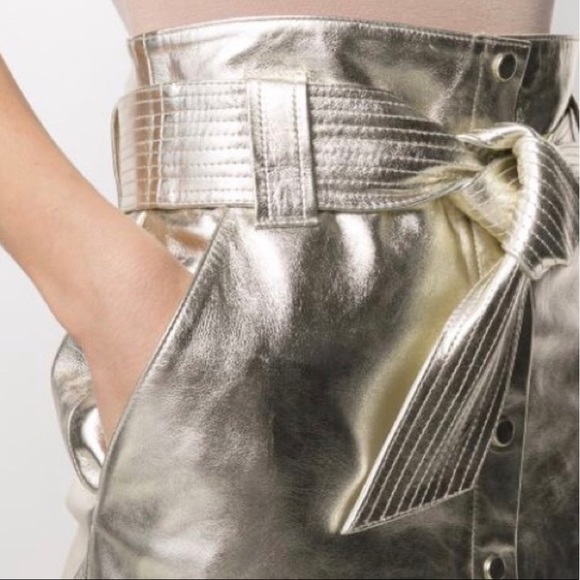 Gorgeous Ba&sh Gold Leather Pomy Doré skirt - Picture 3 of 15